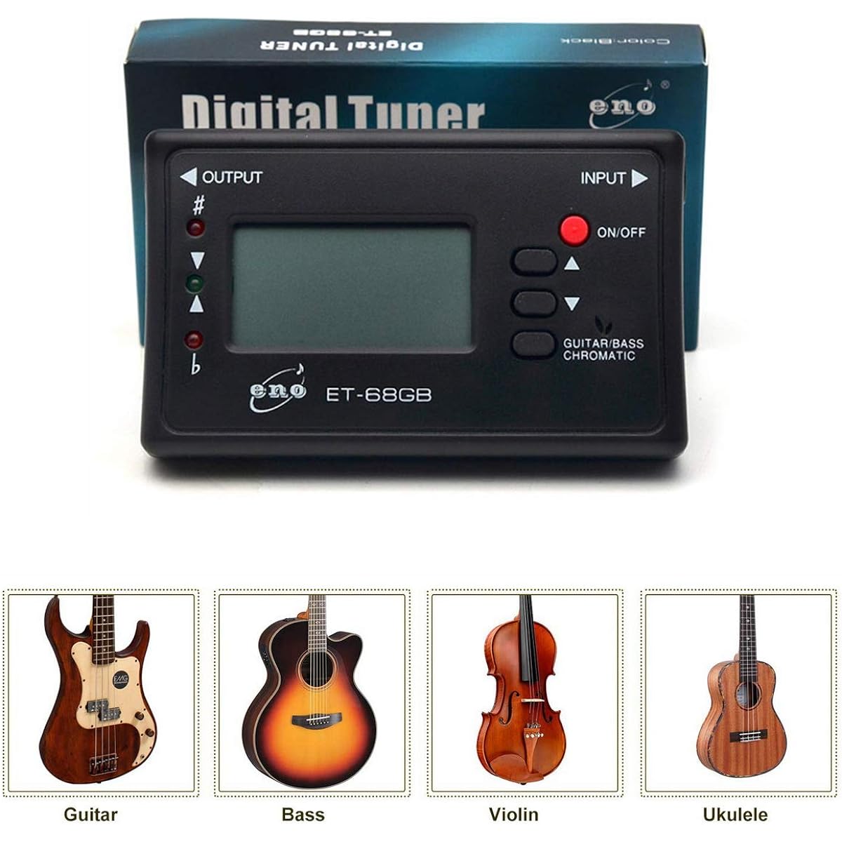AyeVision Chromatic Tuner for Guitar Electric Bass Mandolin Ukulele Violin Banjo Cello