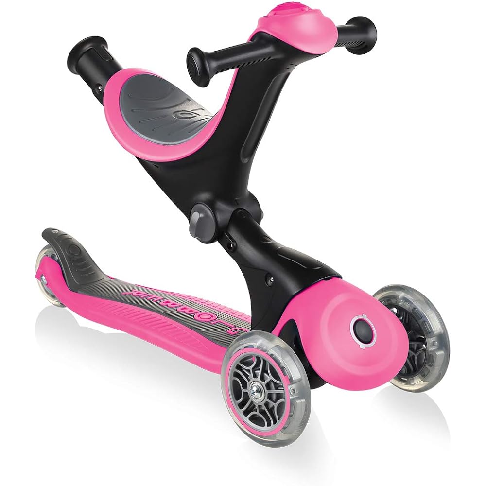 GLOBBER Kickboard, 3 wheels, for children from 1 year old, adjustable height, outdoor play, exercise, play, kick scooter, go up/deep pink WLGB644110