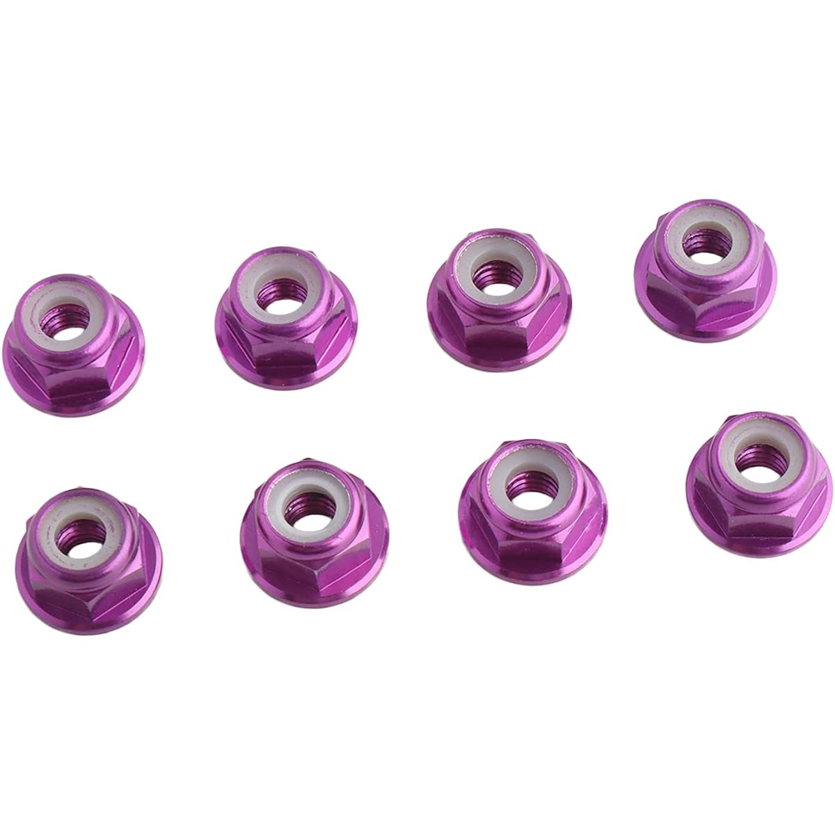 GDOOL Flange M4 Lock Nuts 8pcs Serrated Nylon Self-Tightening Aluminum M4 Wheel Hardware Axial HPI TLR ECX Model RC Car Upgrade Replacement Part (Purple)