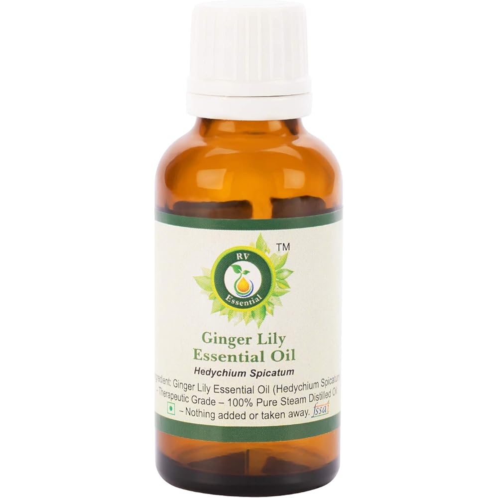 Ginger Lily Essential Oil | Hedychium Spicatum | 100% Pure Natural | Steam Distilled | Therapeutic Grade | Ginger Lily Essential Oil | 100ml | 3.38oz By R V Essential