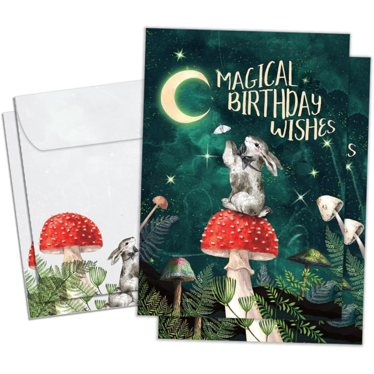 Tree-Free Greetings 2 Pack Birthday Greeting Cards, Eco-Friendly, Made in the USA, 100% Recycled Paper, 5"x7", Magical Wishes (GT65338)