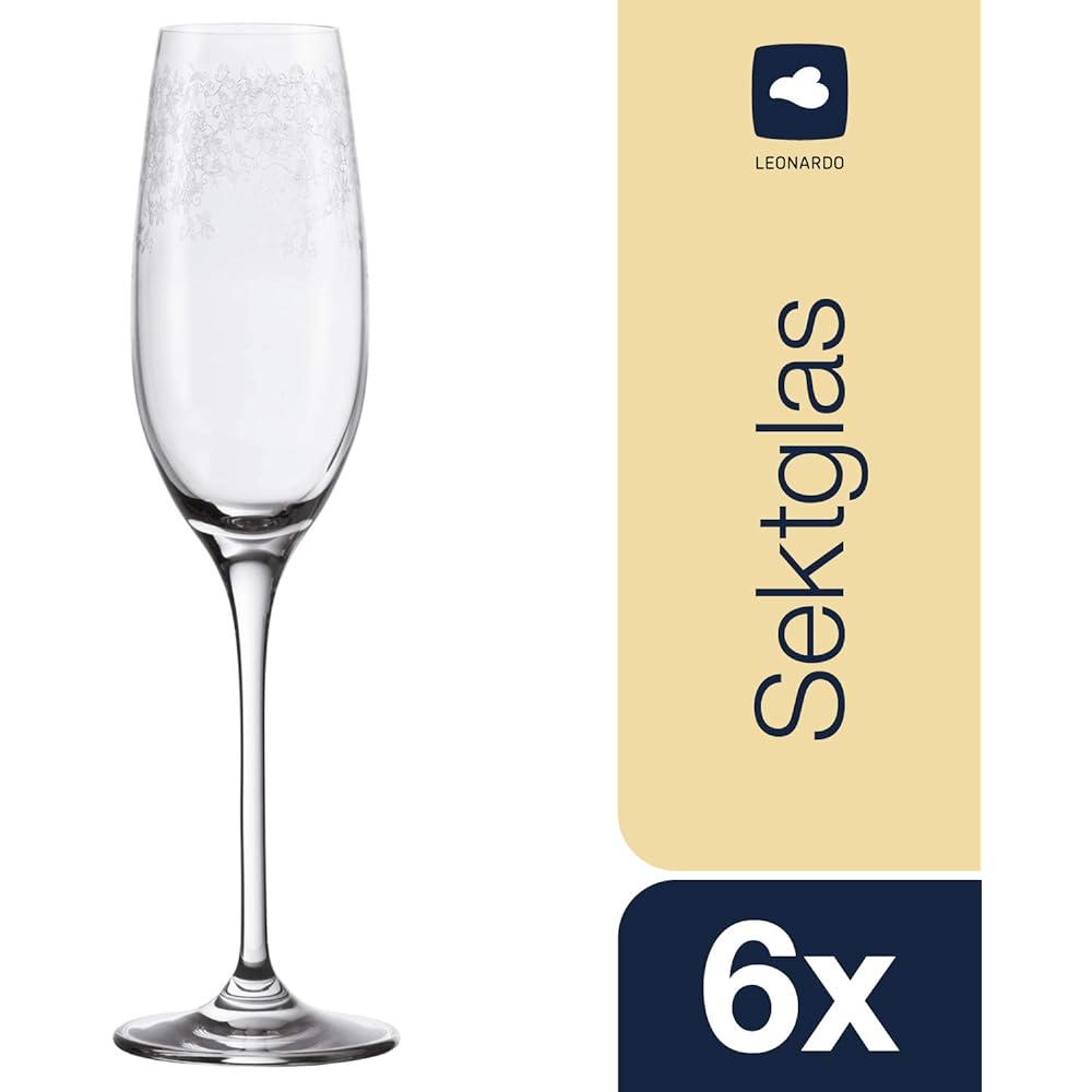 LEONARDO Champagne Glass Clear 200ml Set of 6 Champagne Glasses Chateau 061590