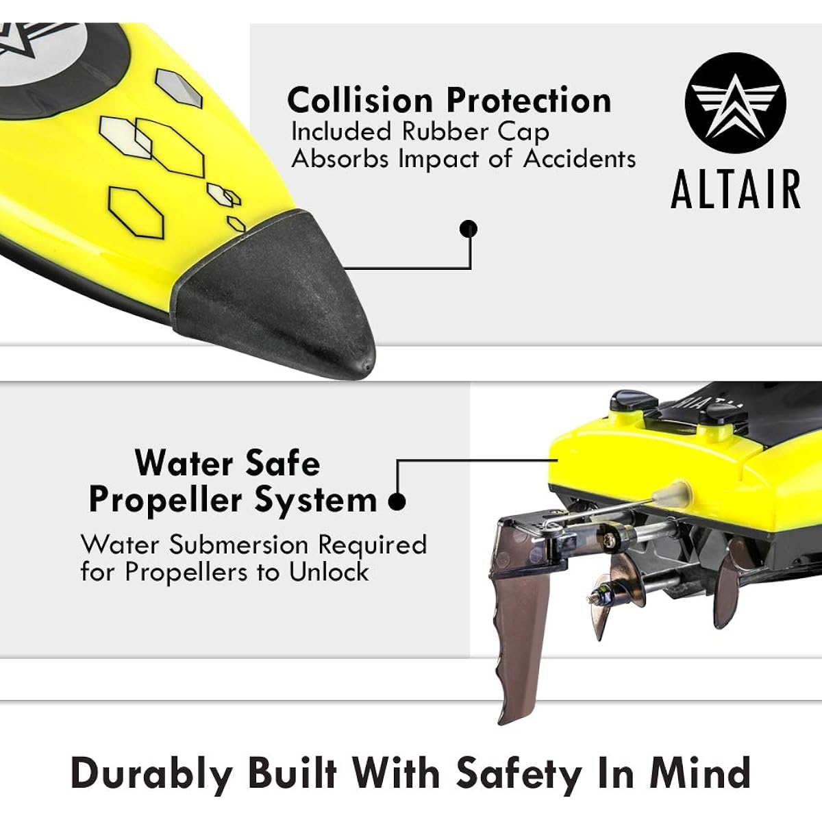 Altair AA Wave RC Remote Control Boat for Pools & Lakes - Child Safe Propeller System, Self-Righting, 2 Batteries, 23km/h Speed, 2.4gHz (Lincoln NE Company)