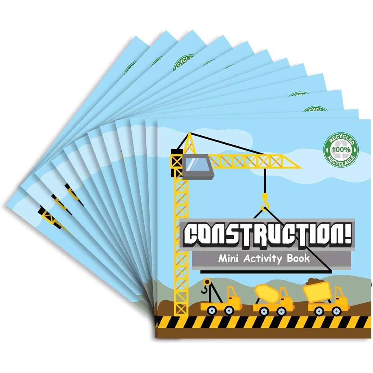 Construction Builder Party Favors Mini Activity Books for Dump Truck Party, 12 Pack, 4.75 x 4.75 Inch