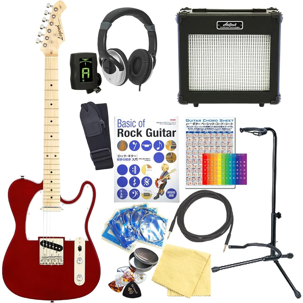 Electric Guitar Beginner Set Telecaster Type 15-Piece Set Legend LTE-Z CA/M