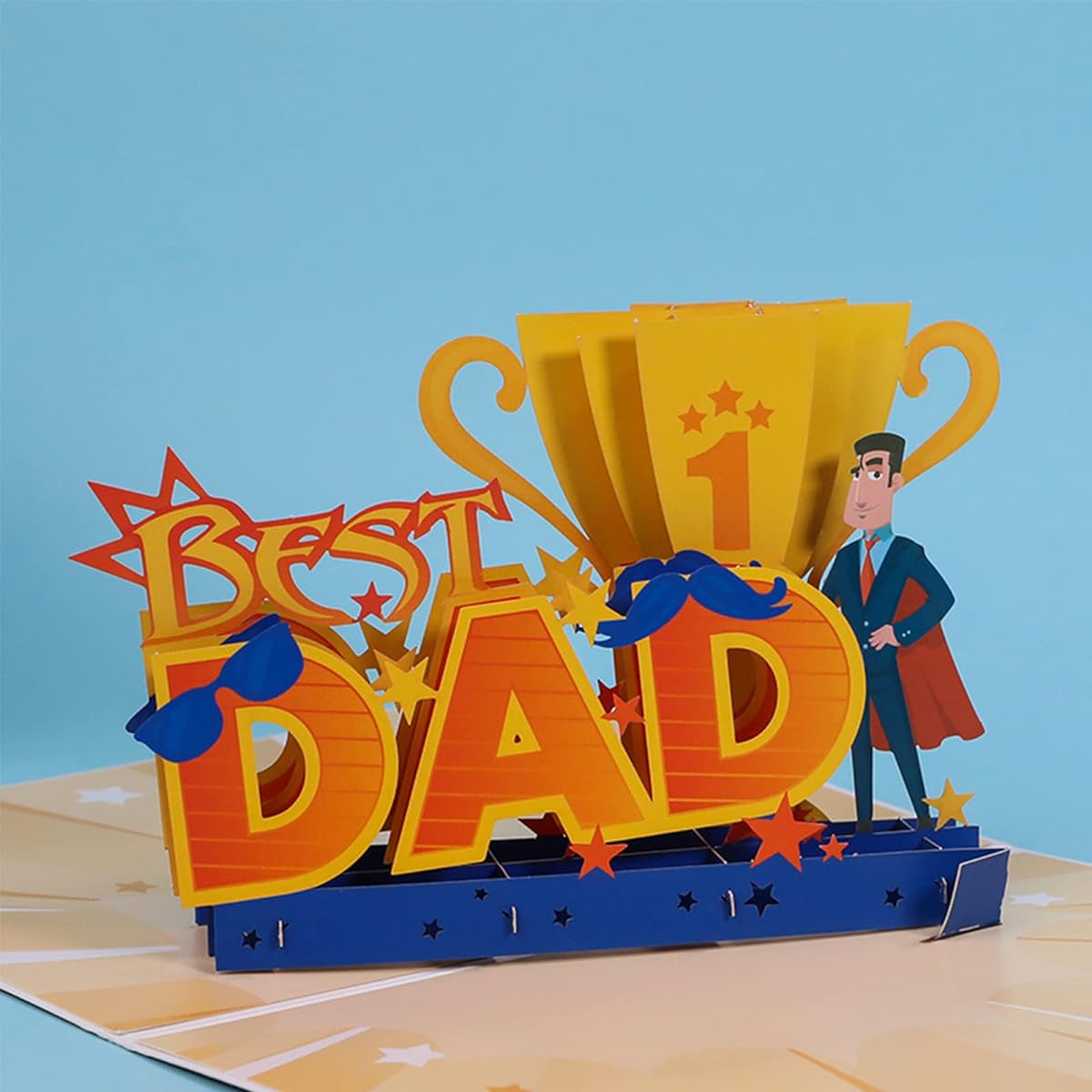 FAMYGFT Father's Day Pop Up Card Best Dad 3D Pop Up Father's Day Card Funny 1st Father's Day Gift Greeting Card Birthday Card for Son Daughter Wife Children Dad Husband Grandpa Daddy Men