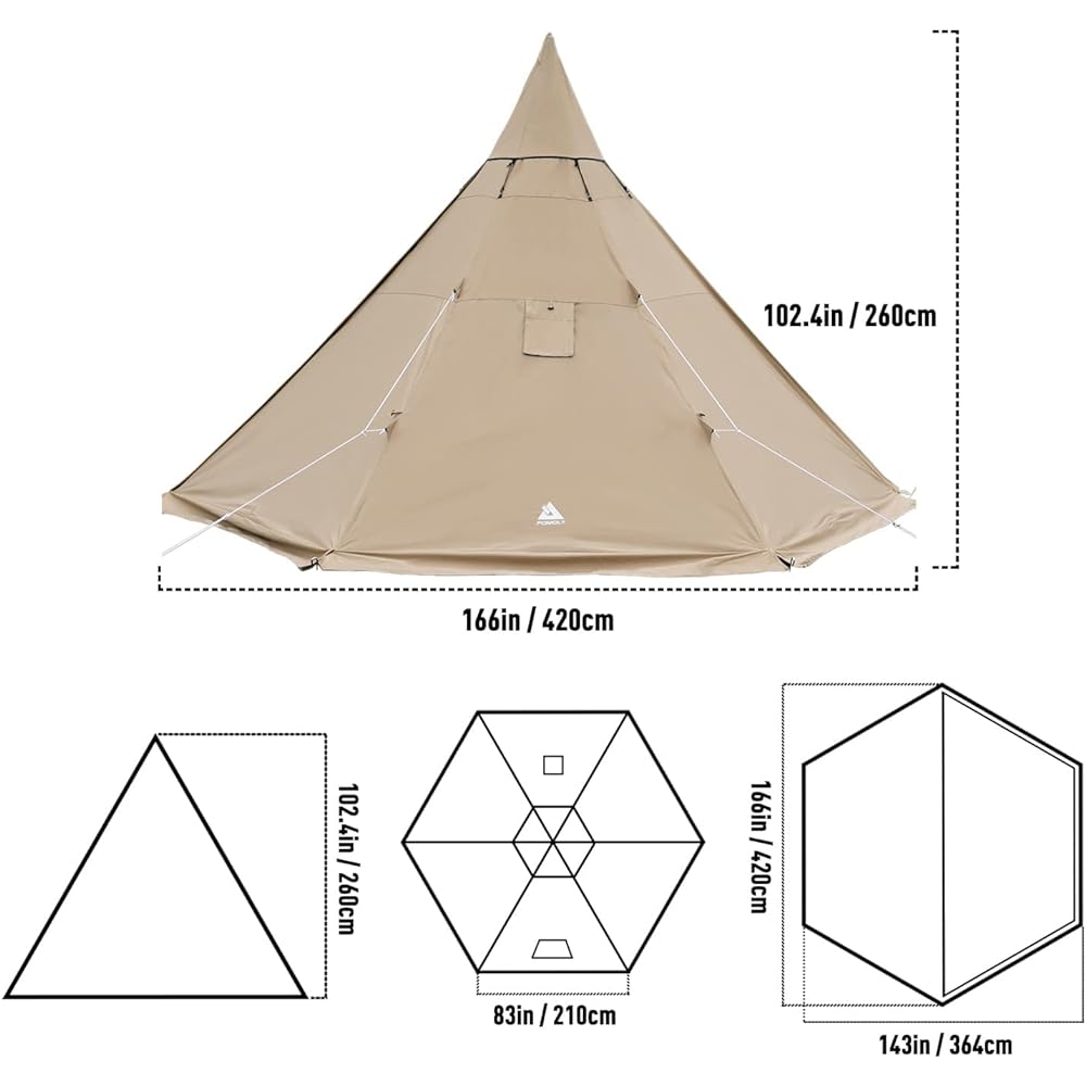 POMOLY YARN PLUS TC one pole tent, with half inner tent, 2-4 person cotton tent (with chimney hole)