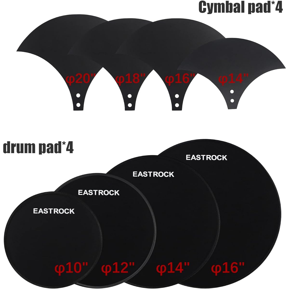 EASTROCK Drum Mute Pad Set 10 Pieces Cymbal Pad + Hi-Hat Set Pad Foam Drum Silencer Pad Fits 10", 12", 14", 16" (Drum Mute Pad Pack)