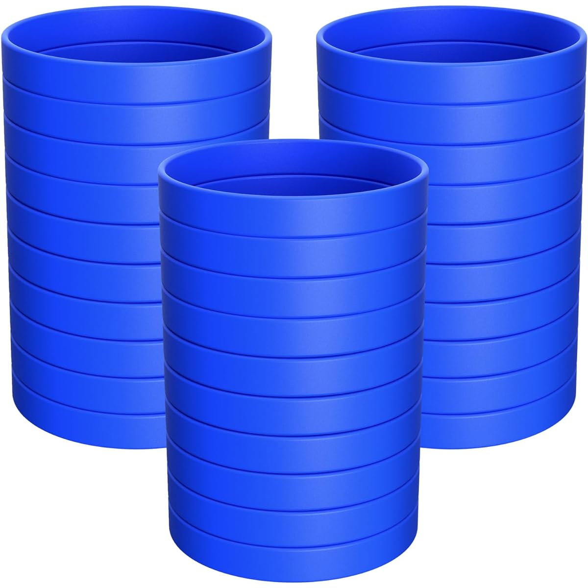 Morcheiong Blank Rubber Bracelets - 100pcs Blue Silicone Wristbands for Men and Women Teens