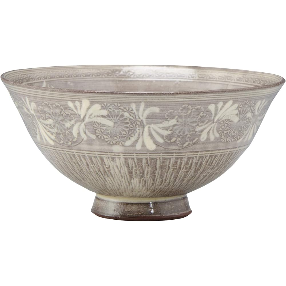 Kyoto ware, Kiyomizu ware, pottery kiln, rice bowl, large purple color pattern LTS432-01