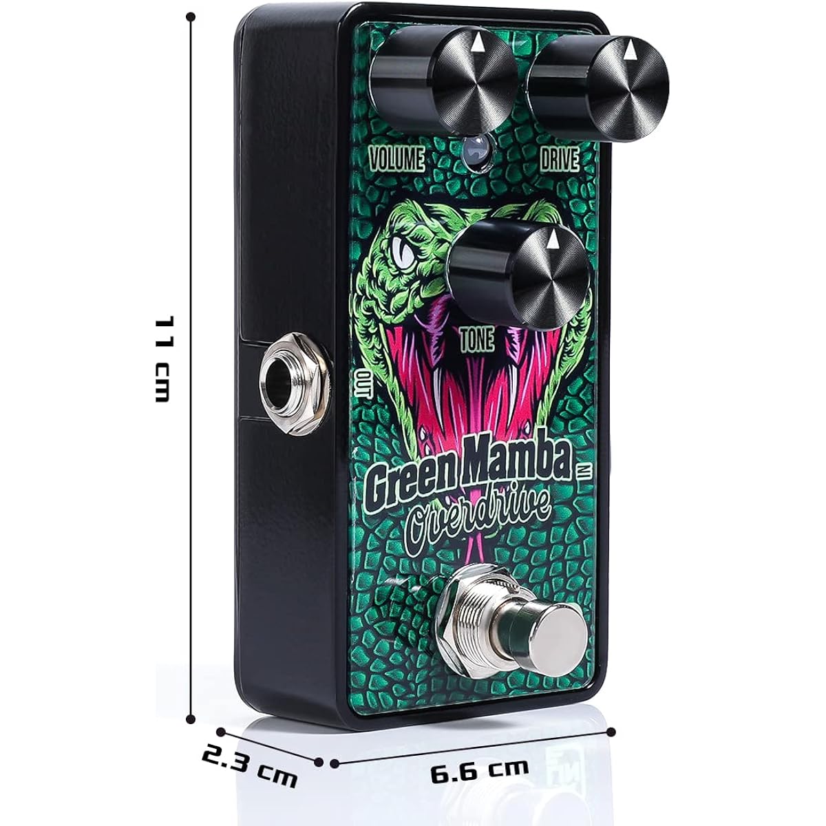 Caline G002 Green Mamba Overdrive Pedal - Electric Overdrive Effect Classical Guitar Effect Pedal with Volume, Drive, and Tone Settings with True Bypass