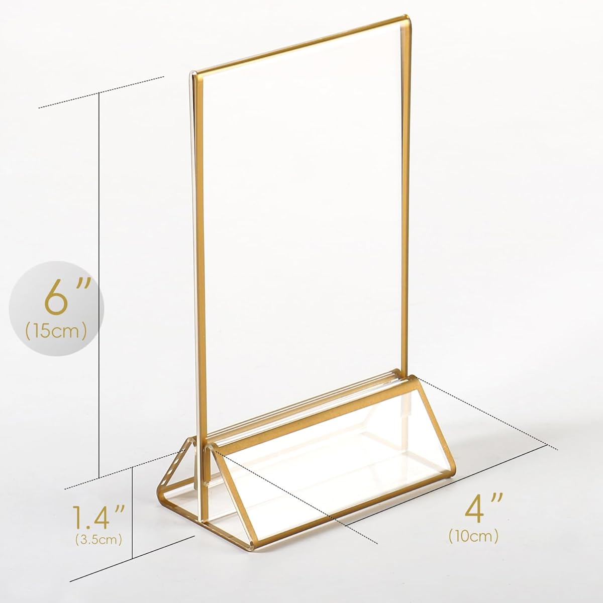 LUOBAO Acrylic Gold Sign Holder 4x6 Wedding Table Numbers Picture Frame Double Sided Menu Holder Picture Frame for Restaurant/Home/Photo Frame/Shop