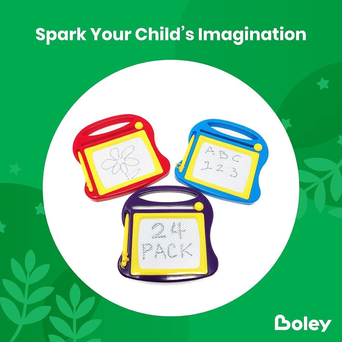Boley Mini Doodle Boards - 24 Pack Magnetic Drawing Board Set for Kids - Portable Toddler Writing Tablets & Sketch Pads for Ages 3+