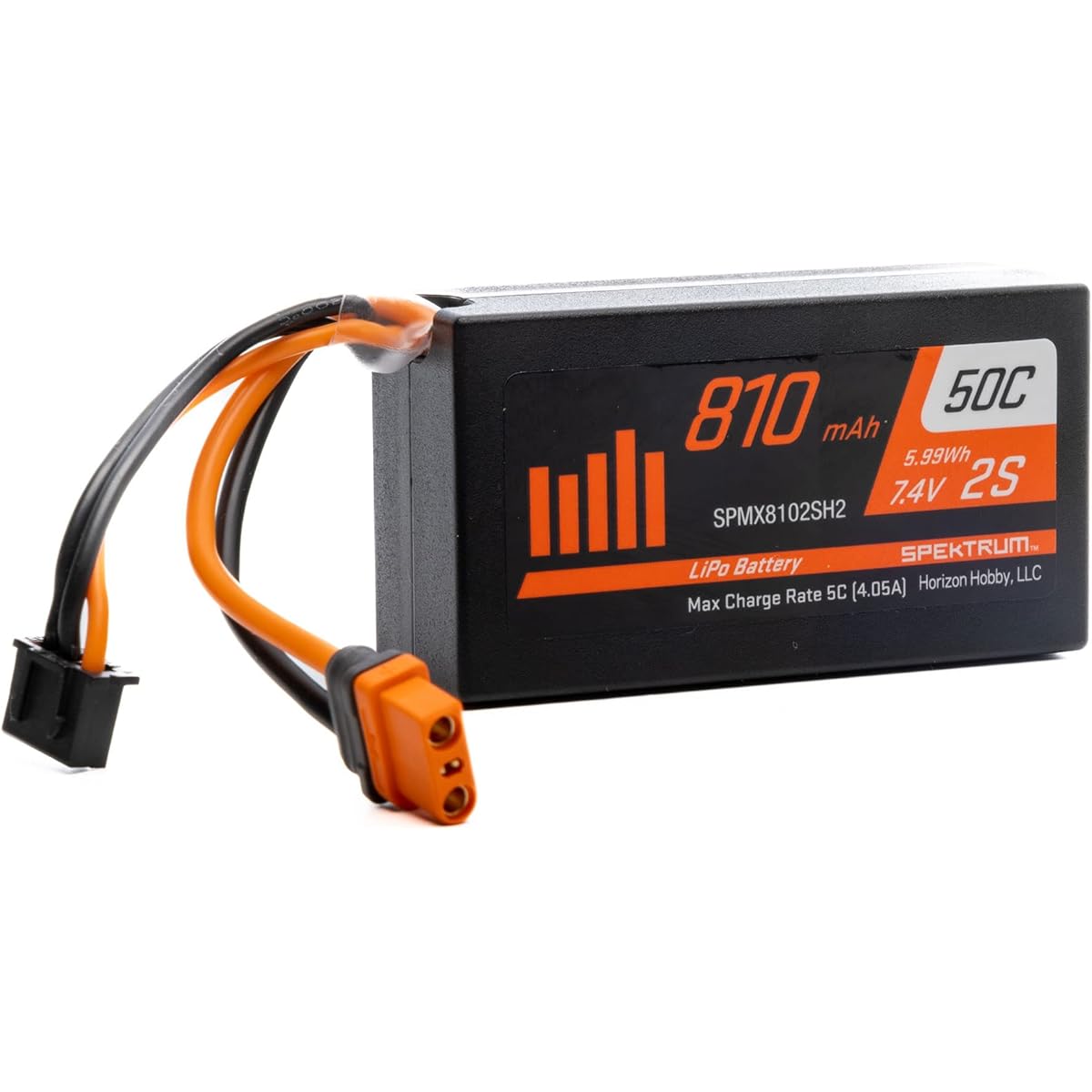 Spektrum 7.4V 810mAh 2S 50C Lipo Battery: IC2, SPMX8102SH2