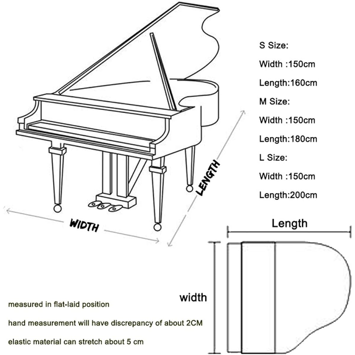 Mettoo Grand Piano Cover Preche Dustproof Washable Piano Cover | Stain Resistant Gold Soft Border Triangle Decorative Protective Cover Cloth for Grand Piano