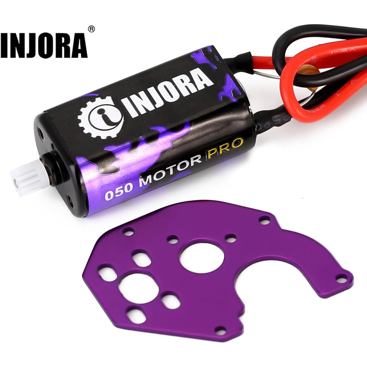 INJORA 050 50T Promoter 2pcs High Torque Brushed Motor with Mount for AX24 SCX24 Bronco Gladiator C10 JLU Deadbolt B17 Axial Upgrade Parts RC Car Boat Model