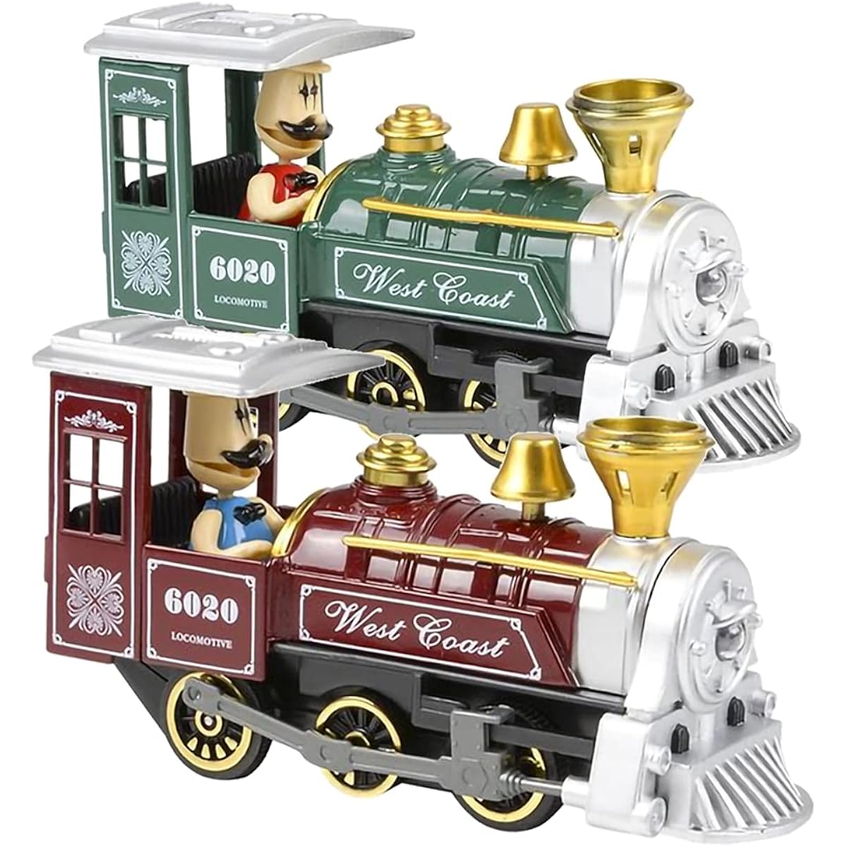 ArtCreativity Pull Back Train Toys for Kids - Set of 2 Die Cast Metal Trains with Sound Effects and Pull Back Action - Great Choo Choo Train for Boys and Girls - Birthday Ideas