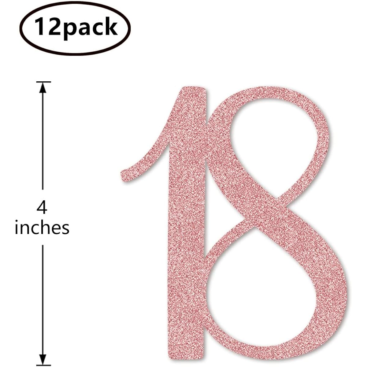 Rose Gold 18th Glitter Birthday Centerpiece Sticks - Pack of 12 Number 18 Table Toppers Anniversary Party Decorations