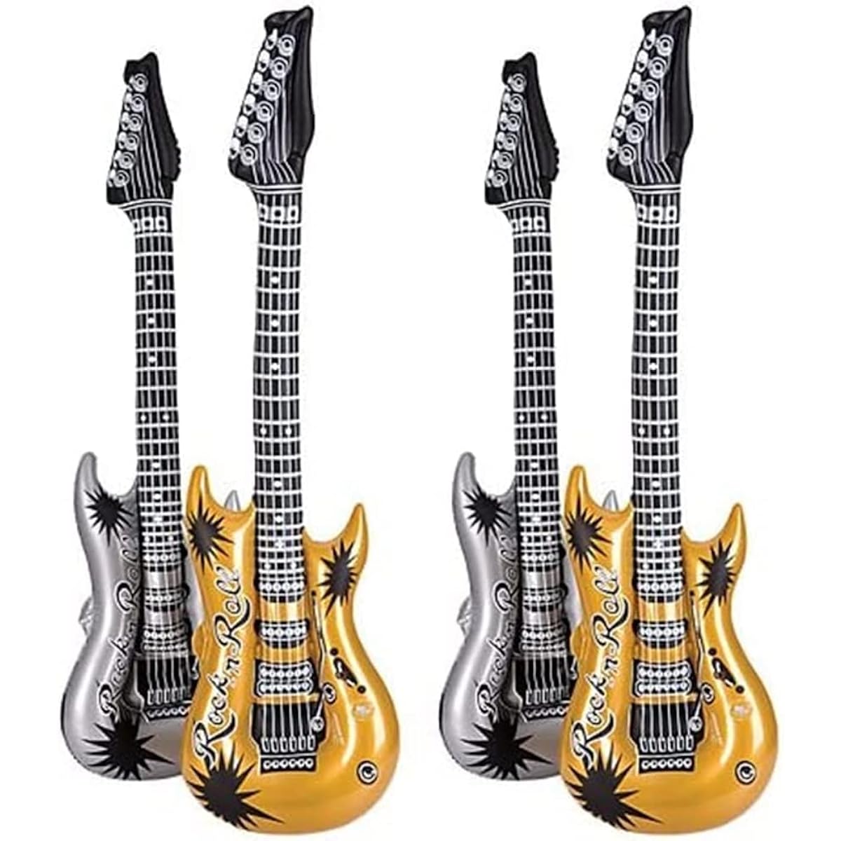Gold Silver Guitar Inflator | 40 Inch | Set of 4 | Jumbo Inflatable Guitar
