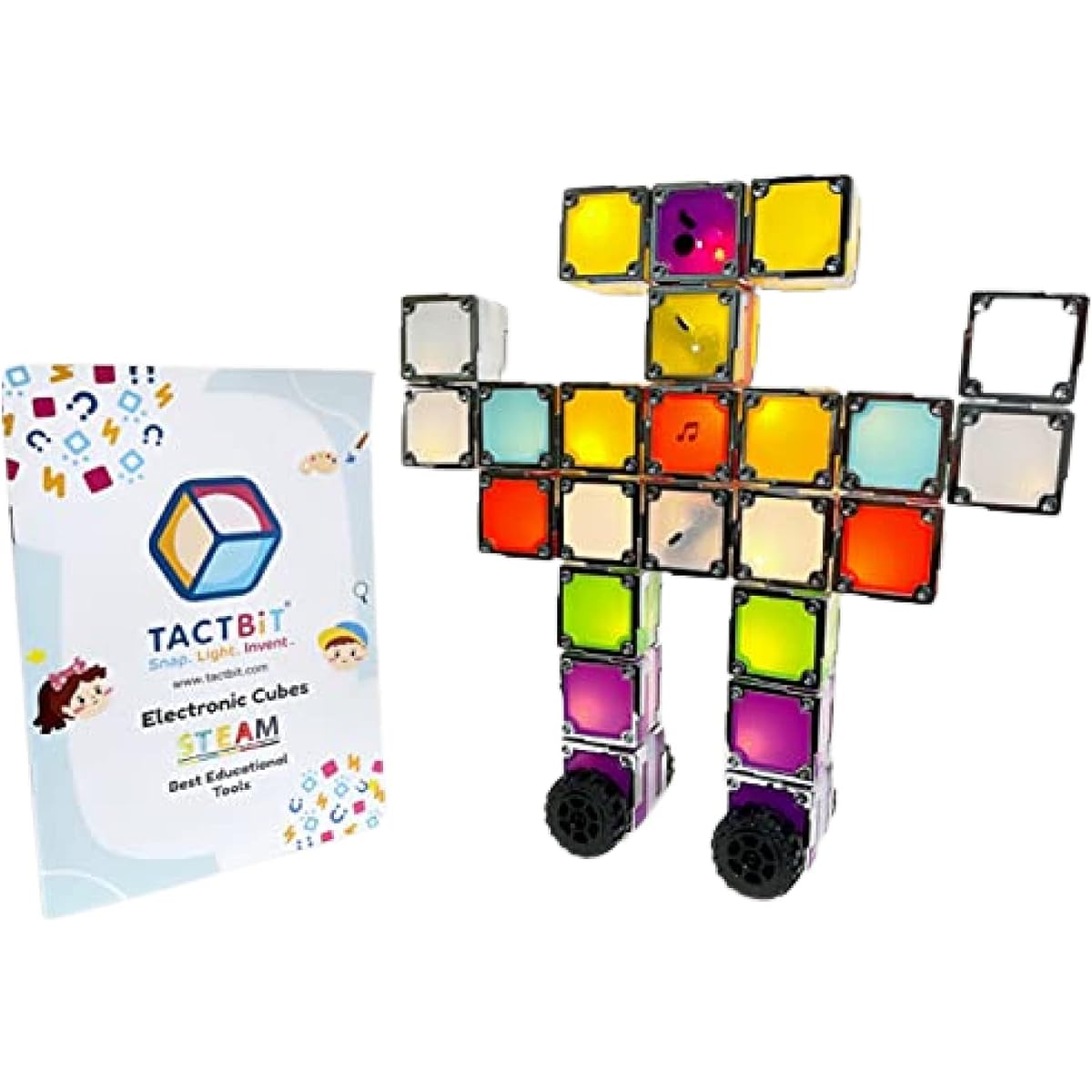TACBIT STEAM Magnetic Cubes Set of 24 STEM Building for Kids Ages 1+ Perceptual Learning Motor Skills & Brain Toys Stimulation for Toddlers