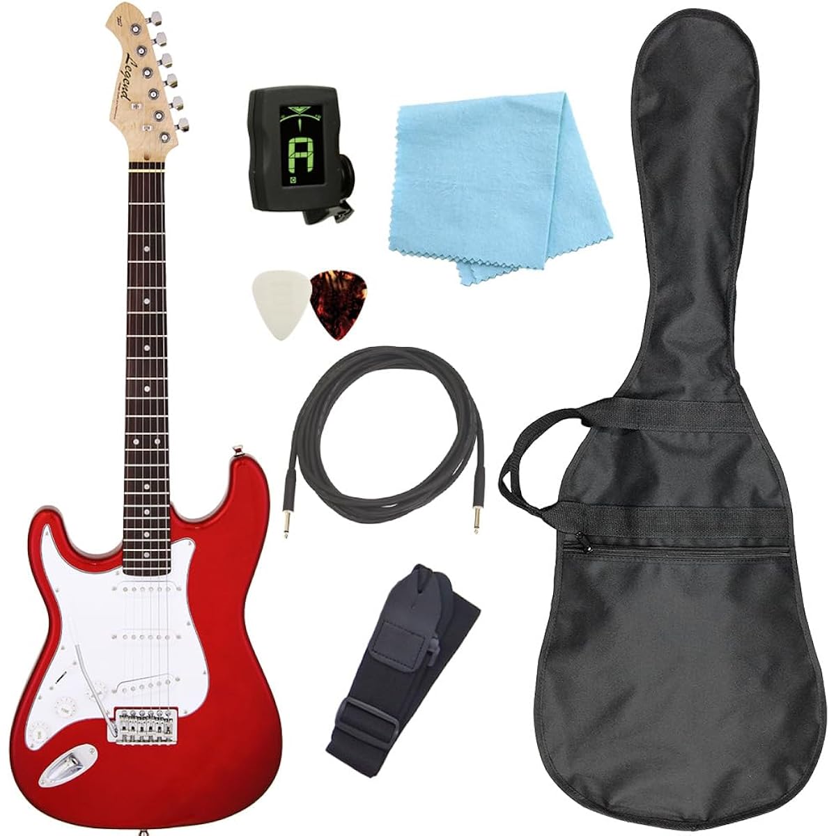 Electric guitar for left-handed beginners, Stratocaster type, 7-piece set, Legend LST-Z LH CA [98765]