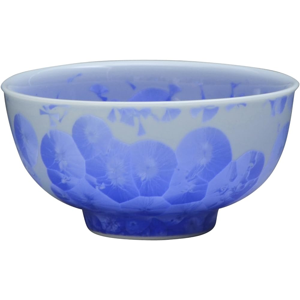 Kyoto ware, Kiyomizu ware, pottery kiln, set rice bowl, flower crystal (blue/white) KTA535