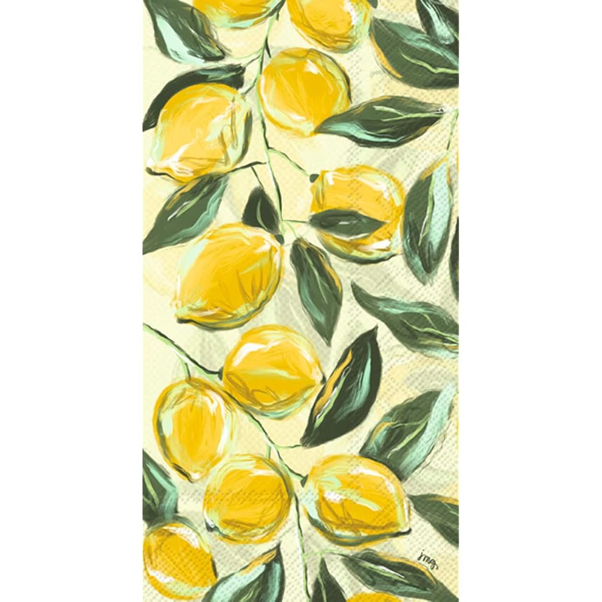 Boston International IHR 3-ply Paper Napkins, 16-count, Guest Size, Painterly Lemon