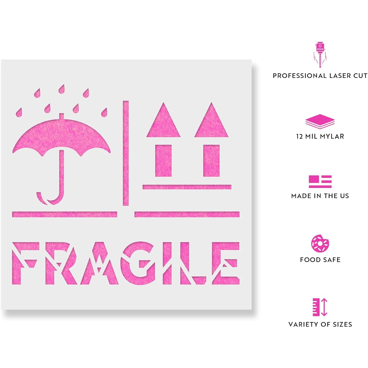 Fragile Right Side Up Keep Dry Stencil - Reusable Stencils for Painting - DIY Fragile Right Side Up Keep Dry Home Decor