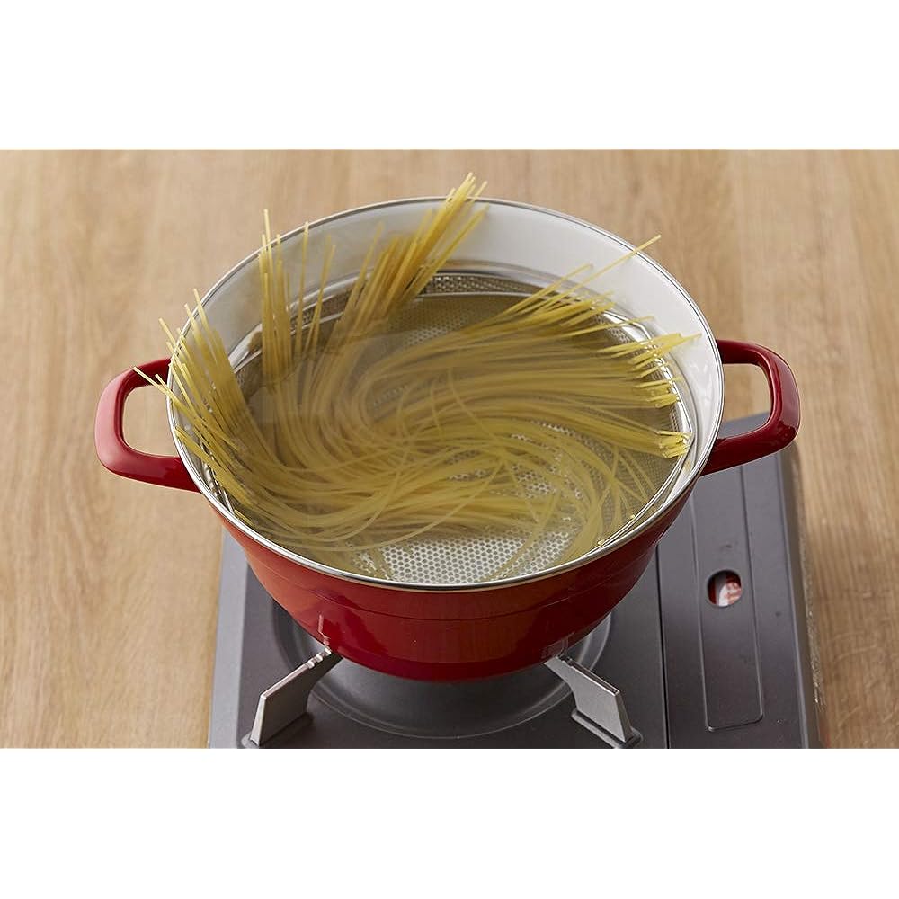 Fuji Enamel Boiling/Simmering/Steaming/Frying All-purpose multi-functional pot All-in-one Plus (with colander and drainboard) White 27cm N-27FW.W