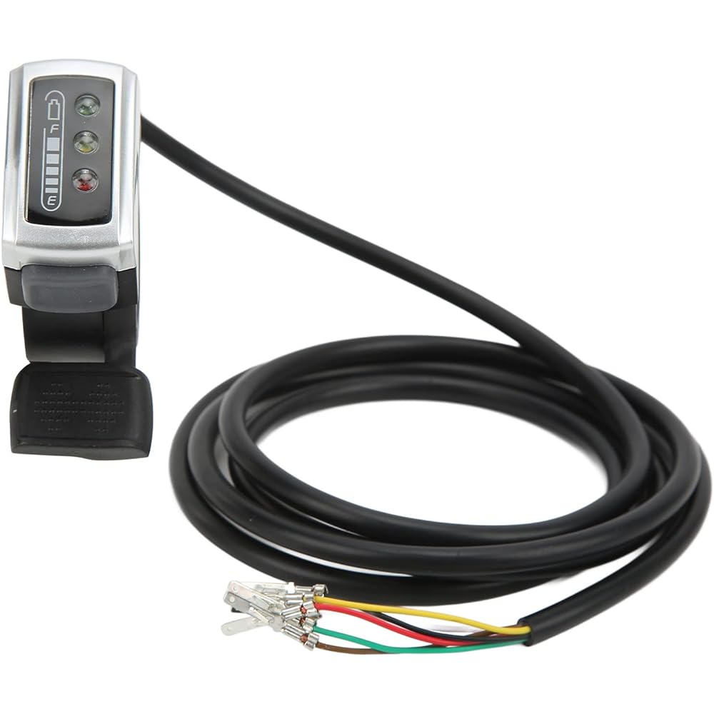 6 Wire Thumb Throttle 2mm Thumb Throttle with On/Off Switch Battery Indicator Aperture Assembly for Electric Bike Skate (36V)