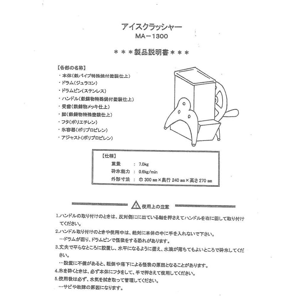 Endo Shoji Commercial Ice Crusher Made in Japan FAI13