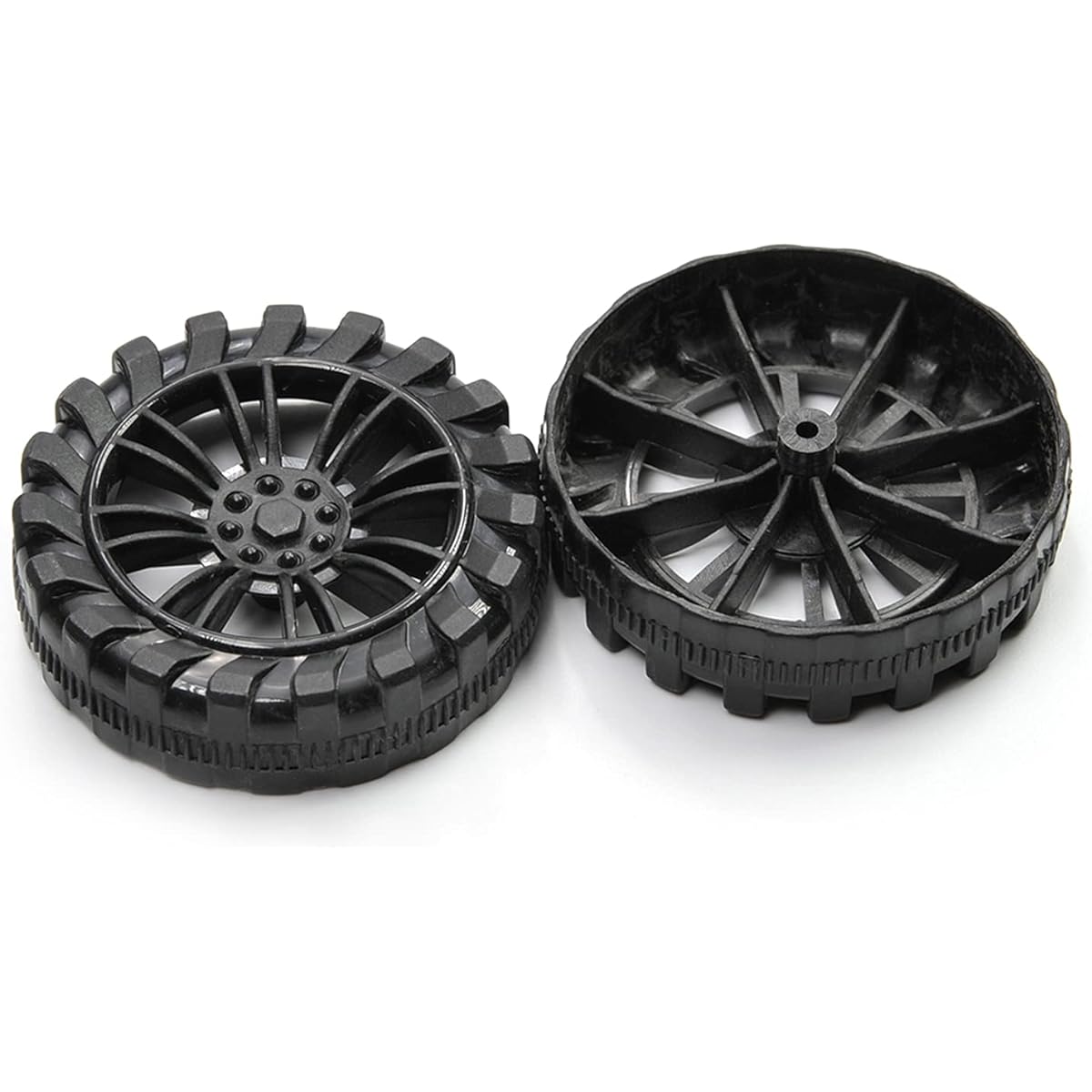 MroMax 2pcs 45mm Diameter and 2pcs 12mm Inner Diameter Thick Plastic RC Car Wheels Black