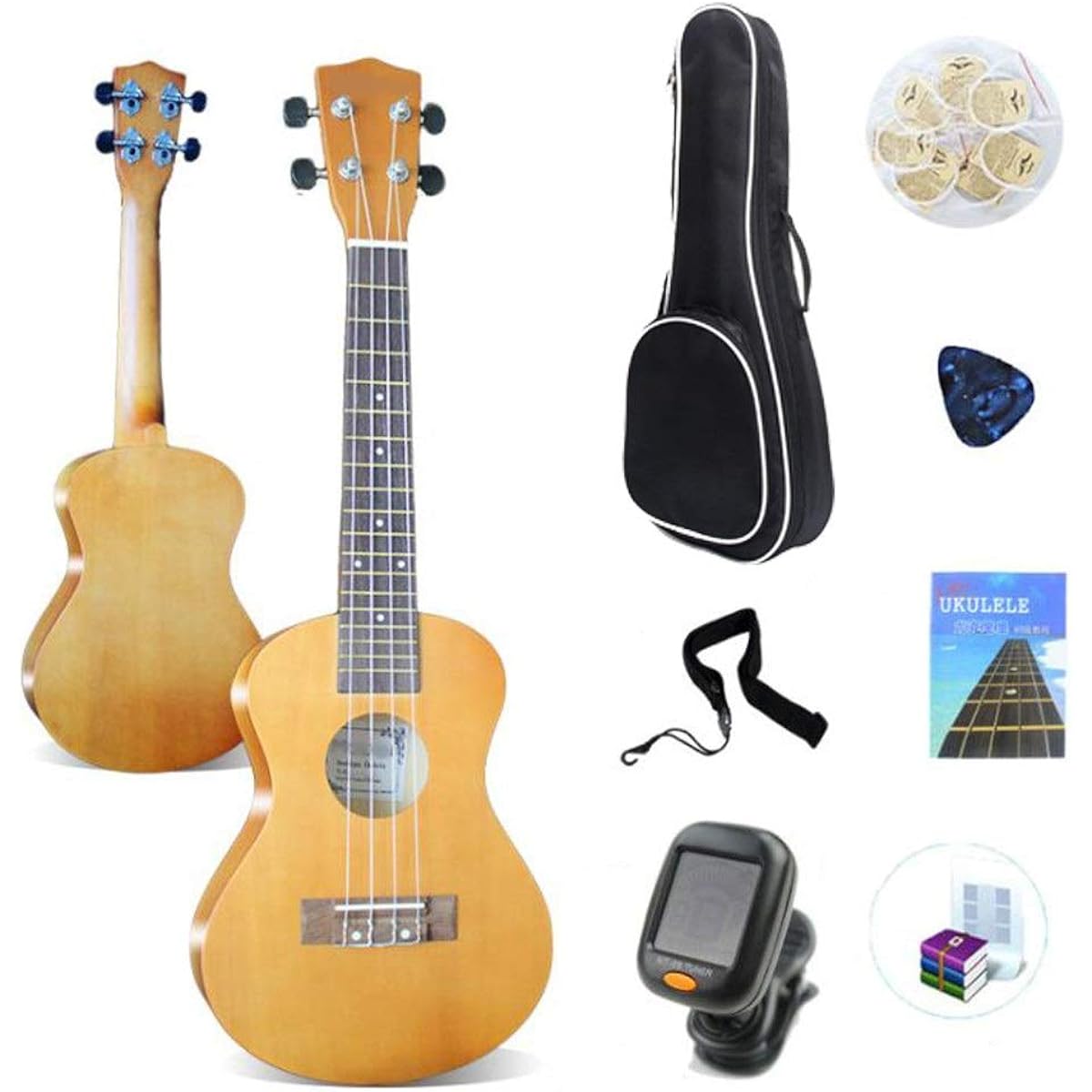 Ukulele 23 Inch Concert Ukulele Uke Hawaii Kids Guitar Gig Bag Pickup Tuner and 1 Extra String for Children Students Beginners with Ukulele Bag (Color: Beige, Size: 23 inches)