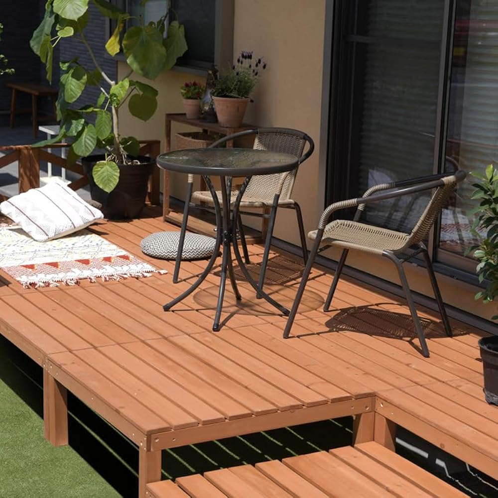 Living Out Garden Chair, Rattan Style, Set of 4, Stackable, Width 52cm x Depth 59cm x Height 74cm, Seat Height 41cm, Outdoor Garden, Load Capacity 80kg