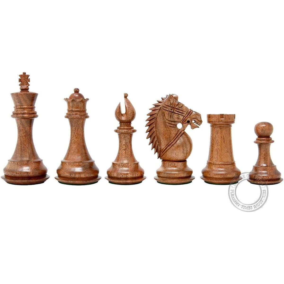 House of Chess Ringy Rosewood (Acacia Rhodoxyl) / Boxwood Chess Pieces Rio Stanton - King Height: 4.0" (102mm) - 2 Extra Queens - Triple Weight