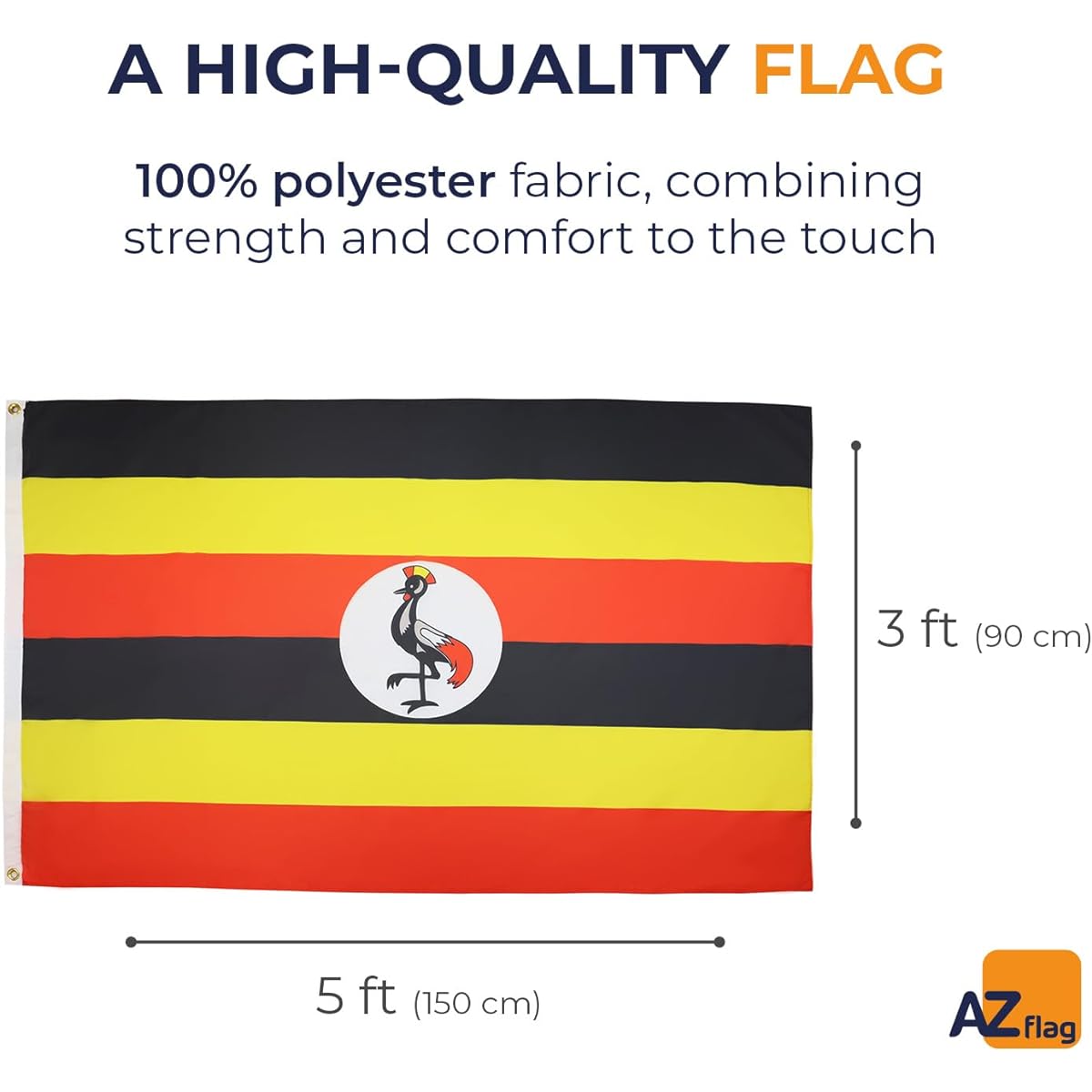 AZ FLAG Uganda Flag 3ft x 5ft - Uganda Flag 90 x 150 cm - Banner 3x5ft Light Polyester