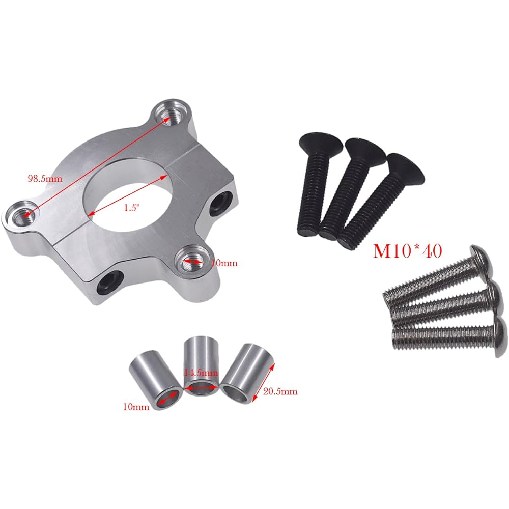 UAUS 1" / 1.5" CNC Adapter with Compatible Pad Silver 49cc 50cc 66cc 80cc 2 Stroke Electric Bicycle