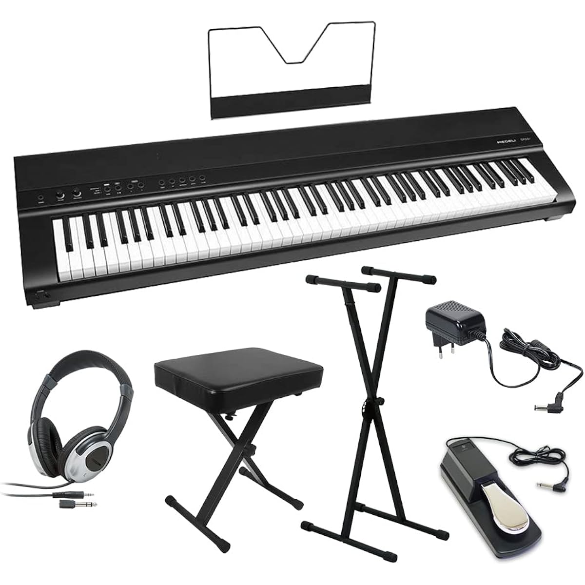 MEDELI SP201 Black Digital Piano 88 Keys X Stand, X Chair, Damper Pedal, Headphone Set MEDELI
