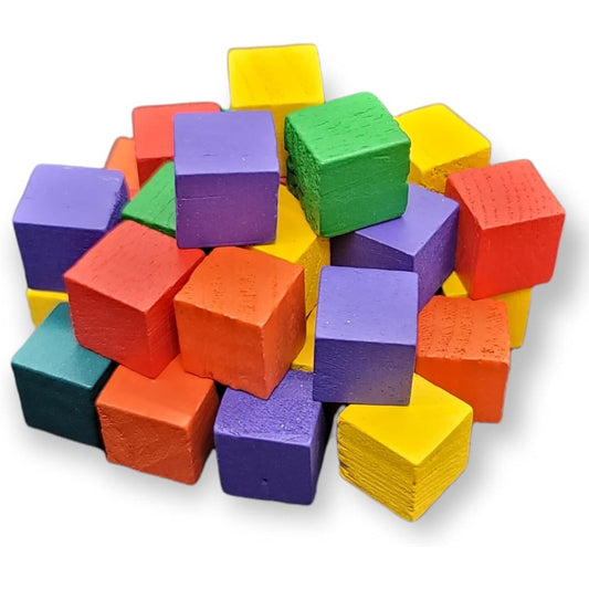 35 Piece 9/16" Mini Wooden Craft Blocks Set - Great for Decorating, Building, Dice and Art Projects (35 Blocks, Colorful Paint)