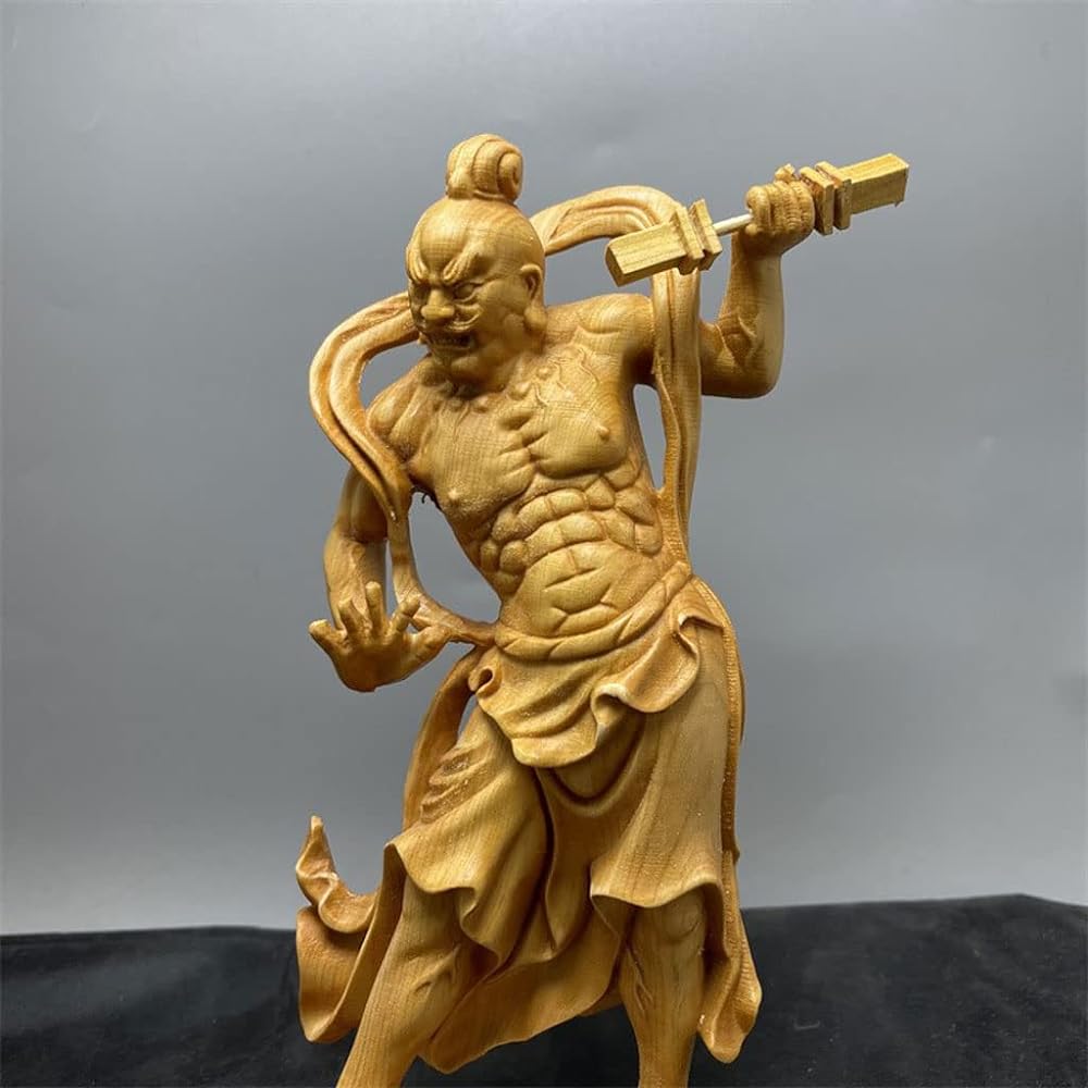 Buddha Statue, Wood Carving, Vajra Rikishi Statue, Standing Statue, Pair of Natural Cliff Kashiwagi, Nio Statue, Protection of Law and Good God, Ornament/Buddhist Altar/Feng Shui Good Luck/Amulet, Height 20cm