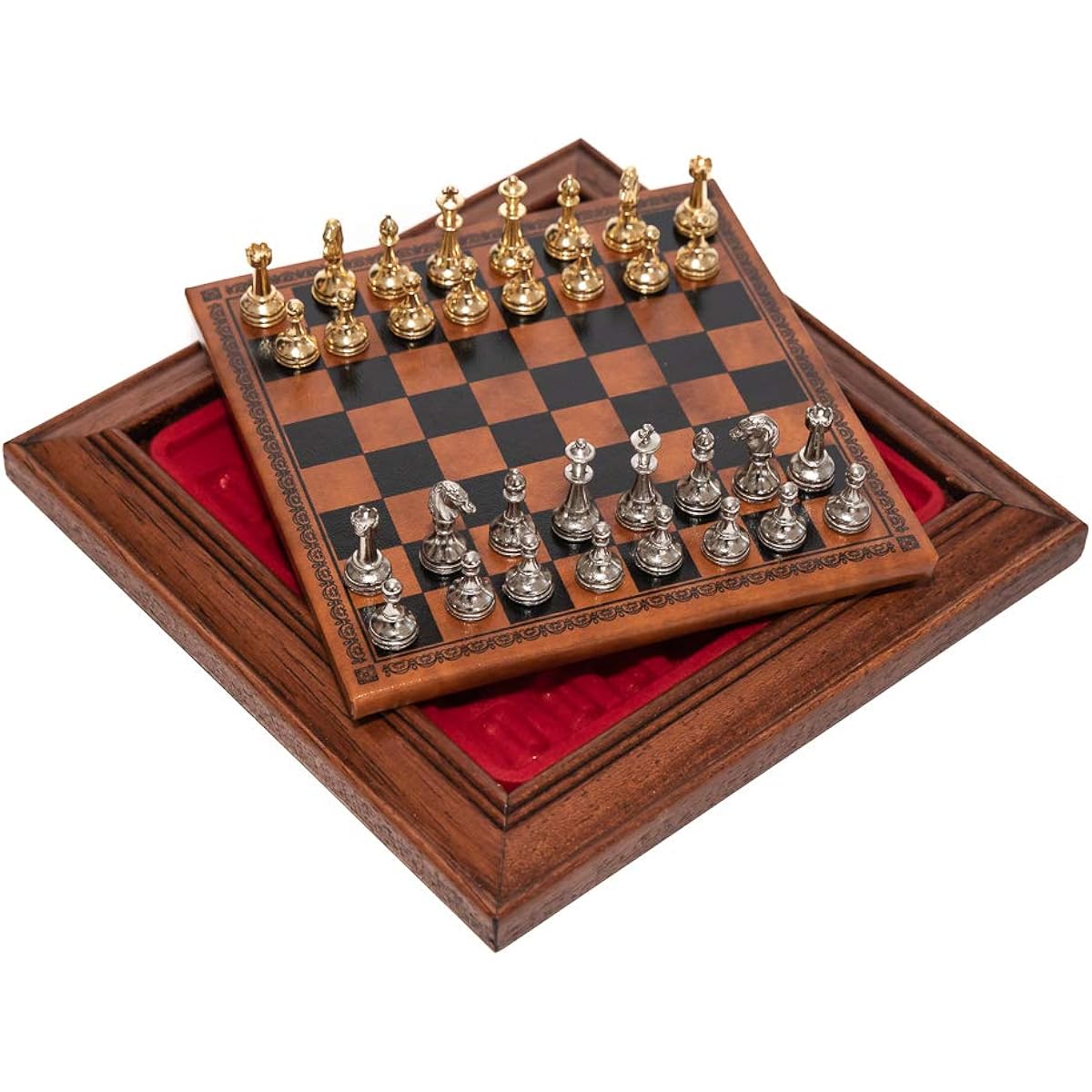 Bello Collezioni - Little Italy Magnetic Mini Chess Set with 24K Gold & Silver Plated Chessmen Made in Italy