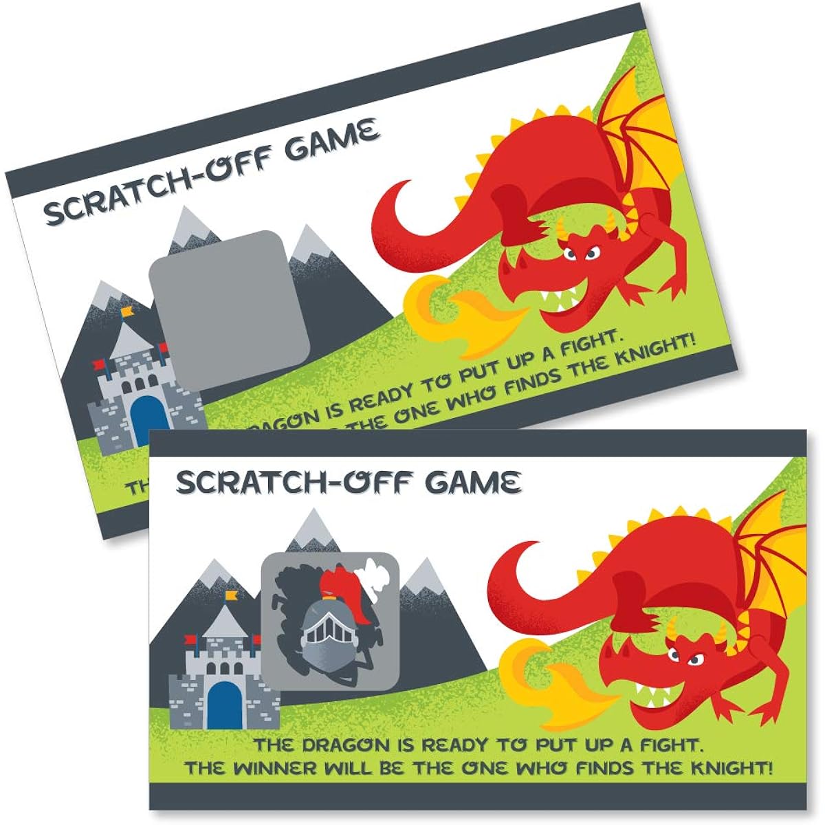 Big Dot of Happiness Calling All Knights and Dragons - Medieval Party or Birthday Party Game Scratch Off Cards - 22 Cards