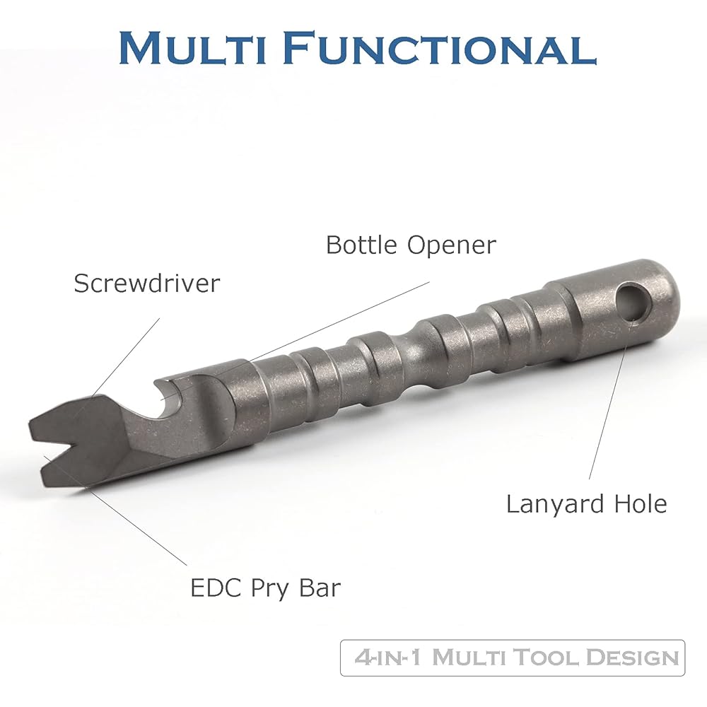 Hamans Titanium Alloy EDC Pry Bar with Bottle Opener Screwdriver Function Multi Tool (グレー)