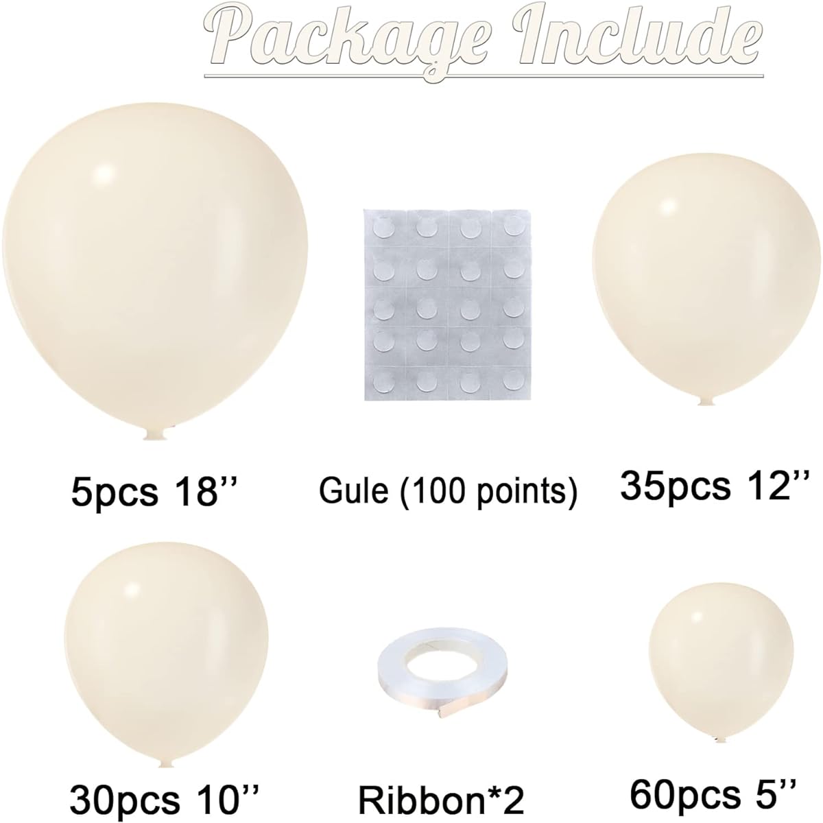 Bonropin Ivory White Balloon Garland Arch Kit