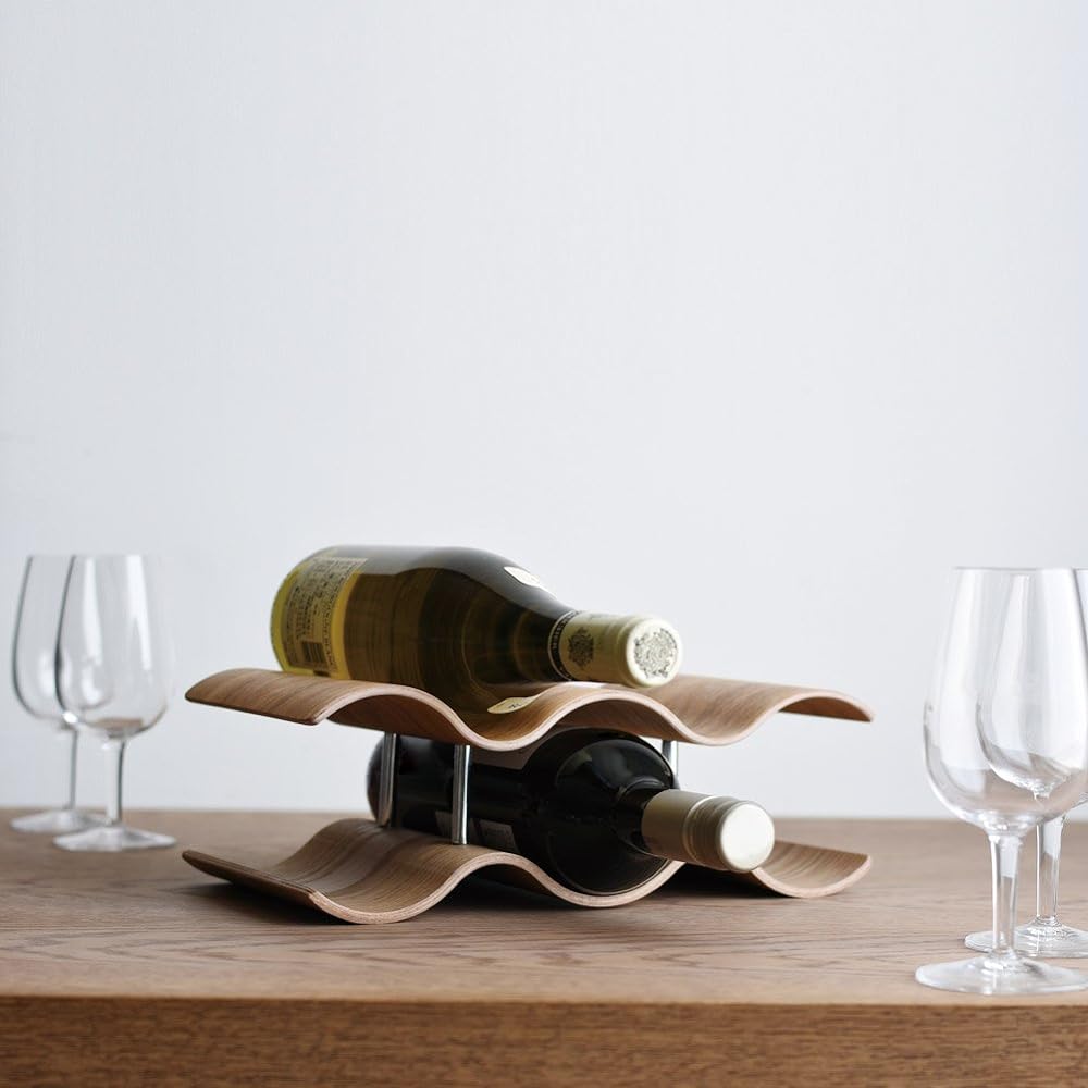 KINTO Wine Rack for 14 Bottles Willow Liquor Shelf Wine Bottle Storage 45150