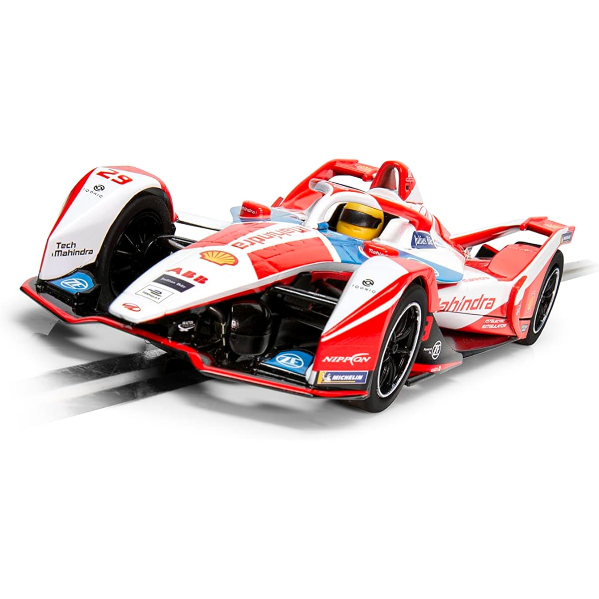 Scalextric Fomula E Spark SRT05e Mahindra Racing 1:32 Slot Race Car C4285, Red & Gray.