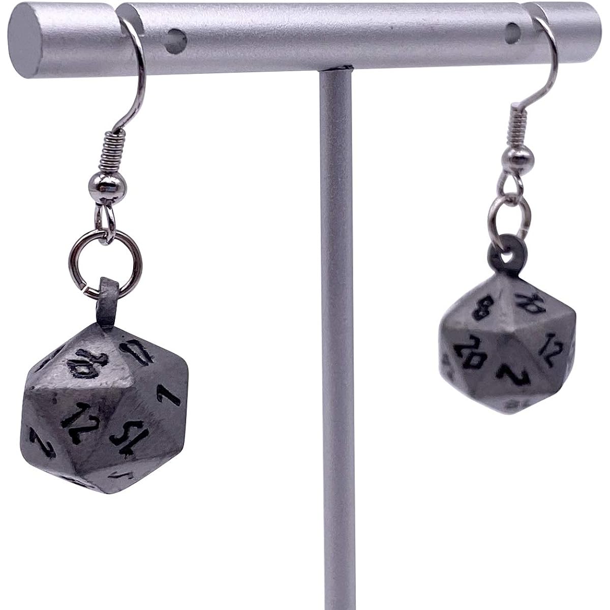 Nordic Foundry Aged Mithral Mini Metal Earrings Polyhedron 10mm Aion RPG Math Game DND Pathfinder