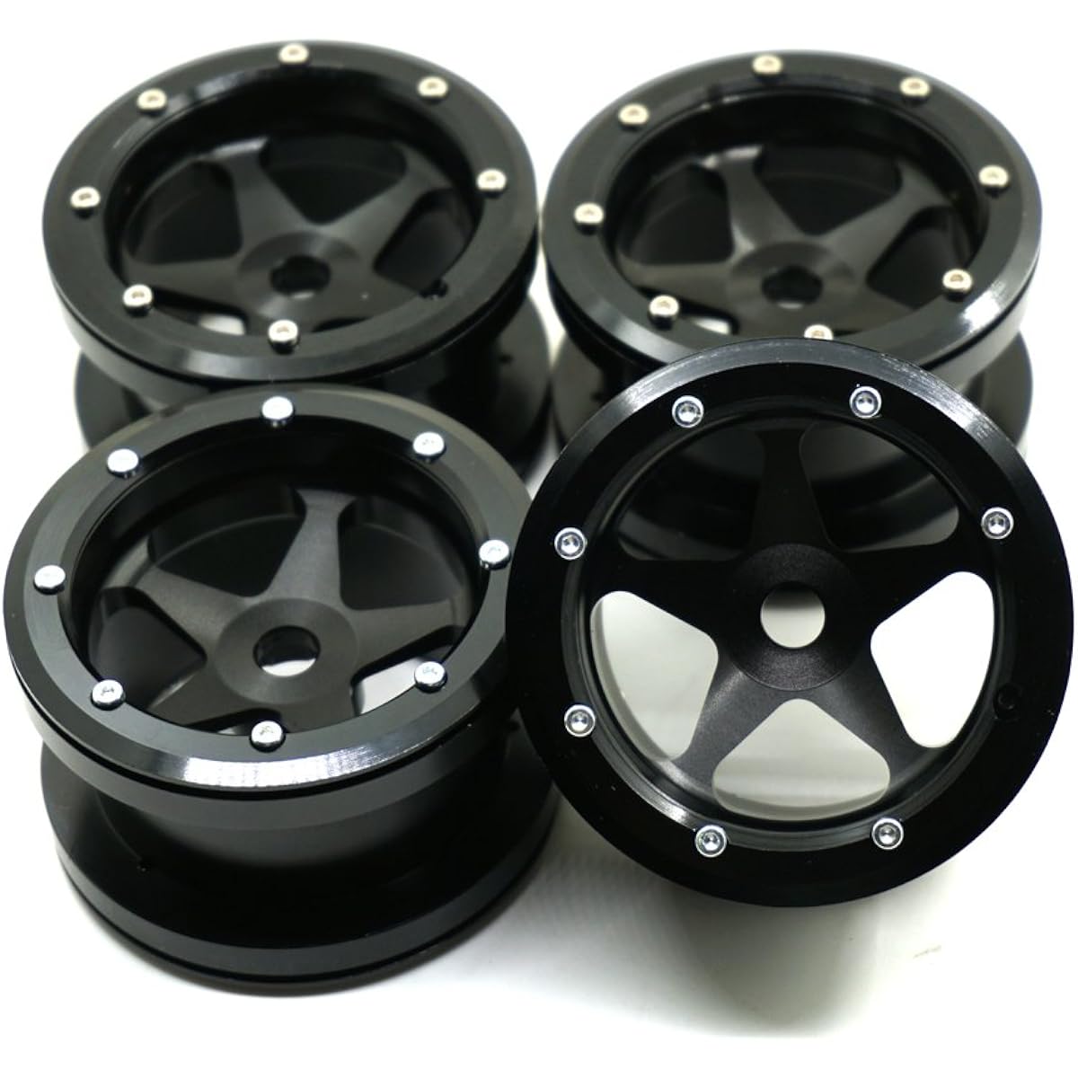 RC Car 2.2 Inch Internal Beadlock Wheels Hub Internal Beadlock Wheels Hub #14 (4 Pieces, Black)