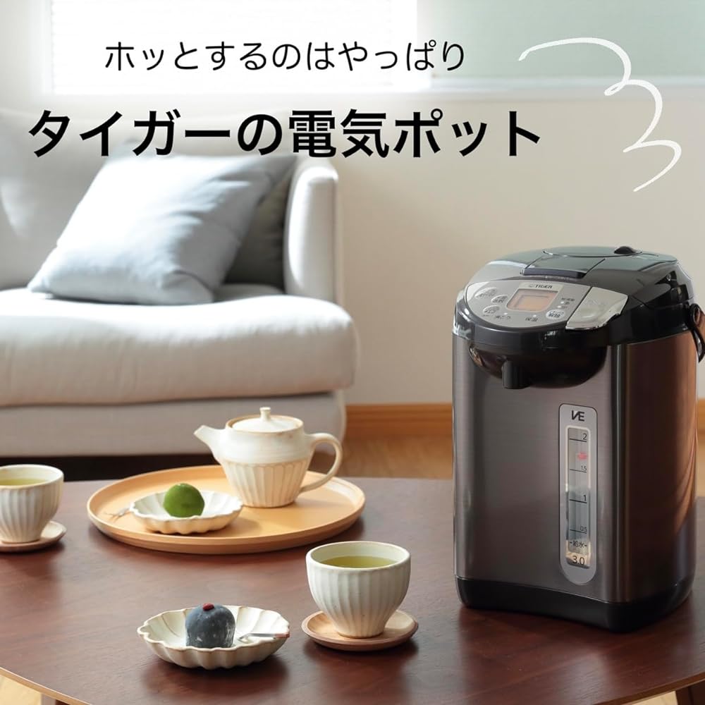 Tiger Thermos (TIGER) Electric Pot Steamless Energy Saving VE Heat Retention 7 Safe and Secure Structures Tokuko 3.0L Brown PIW-A300T