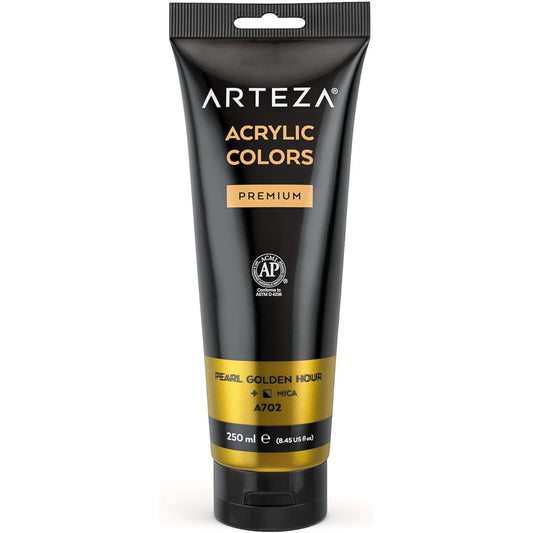 Arteza Metallic Acrylic Color (Pearl Golden Hour A213) 250ml/tube + clear label